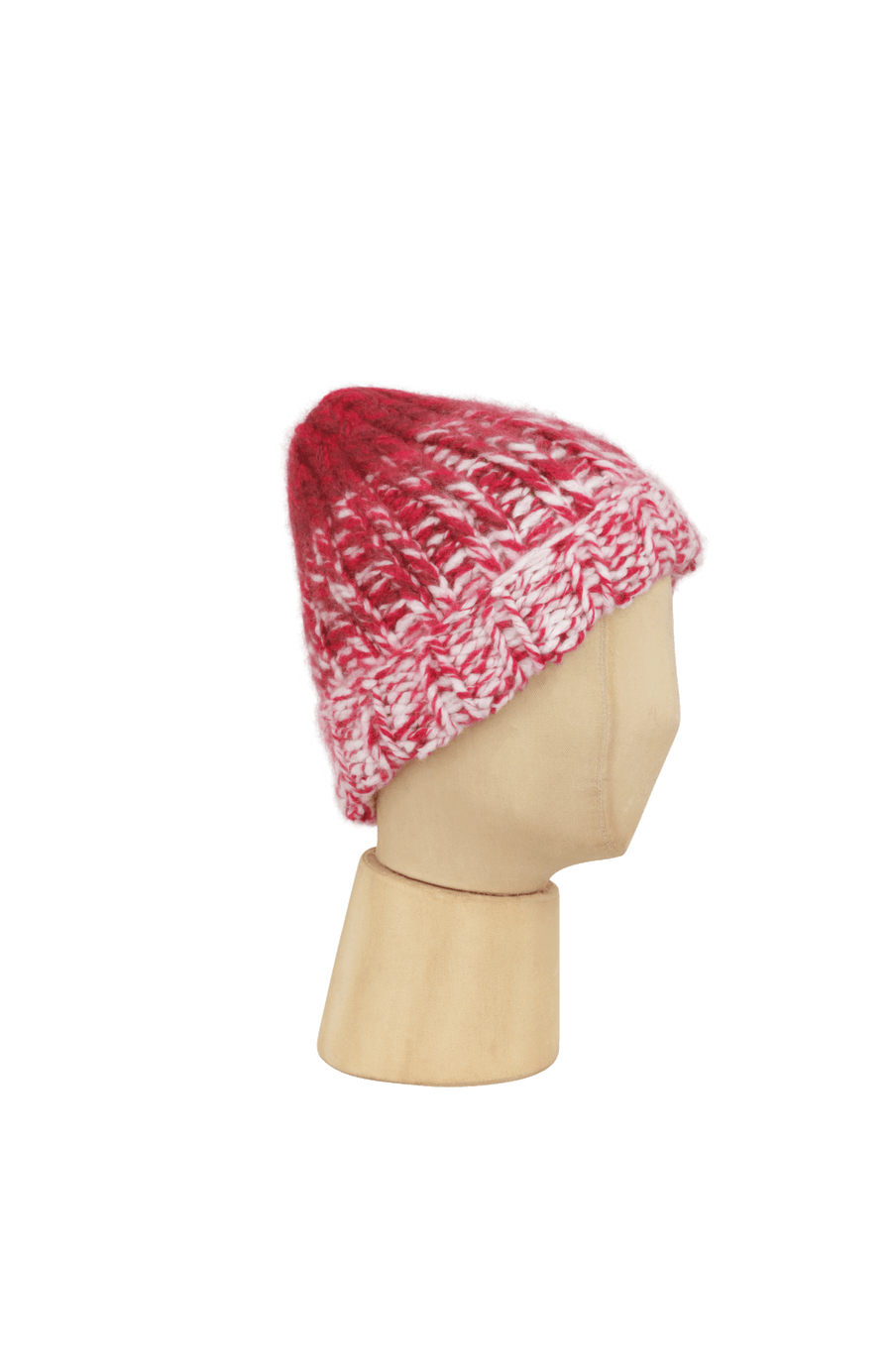 Beanie1, handgestrickt aus 100 % Kaschmir, luxuriös weich, fühlt sich an wie Seide, kratzt nicht. Klassischer Rippstrick für perfekten Sitz, modern im Bi-Color-Design, wärmend, leicht und hautfreundlich. Perfekt für kalte Tage. In der Farbe Rot-Weiß (Farbe: poppy color)