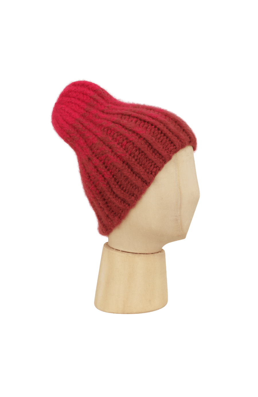 Beanie1, handgestrickt aus 100 % Kaschmir, luxuriös weich, fühlt sich an wie Seide, kratzt nicht. Klassischer Rippstrick für perfekten Sitz, modern im Bi-Color-Design, wärmend, leicht und hautfreundlich. Perfekt für kalte Tage. In der Farbe Knallrot (Farbe: poppy)