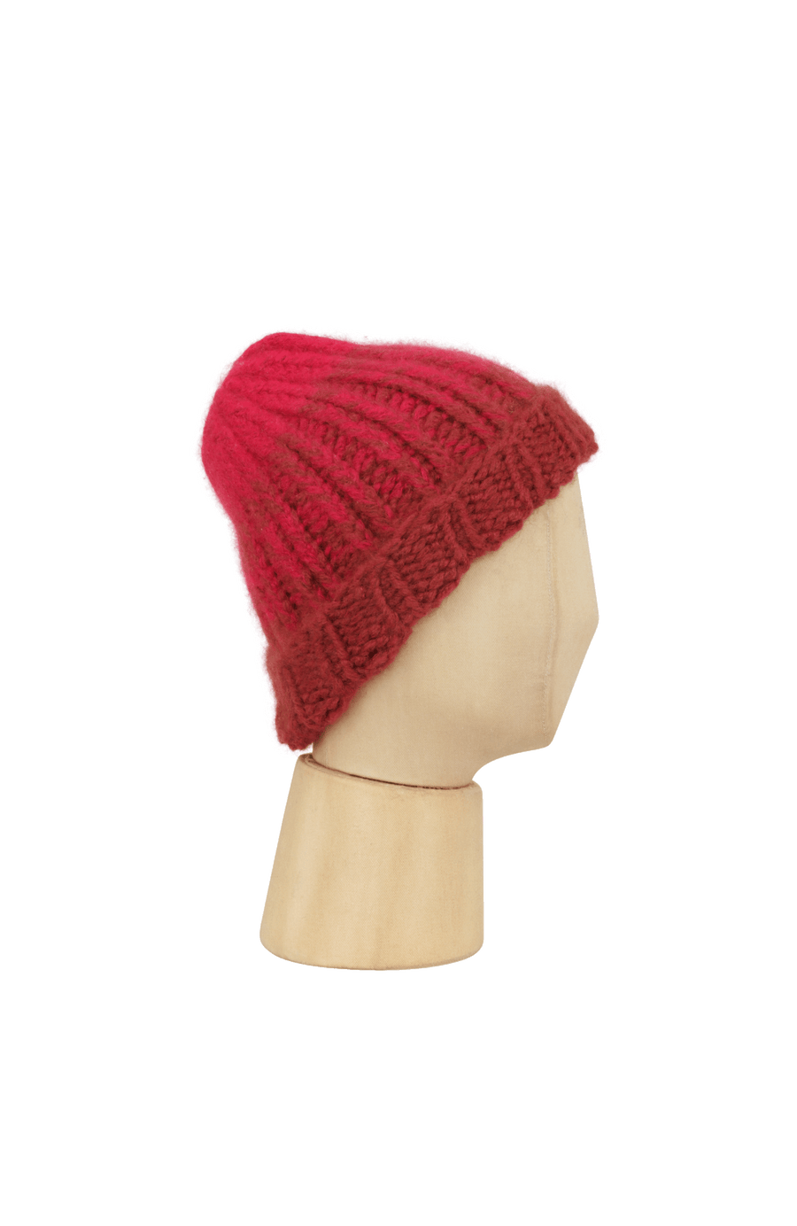 Beanie1, handgestrickt aus 100 % Kaschmir, luxuriös weich, fühlt sich an wie Seide, kratzt nicht. Klassischer Rippstrick für perfekten Sitz, modern im Bi-Color-Design, wärmend, leicht und hautfreundlich. Perfekt für kalte Tage. In der Farbe Knallrot (Farbe: poppy)