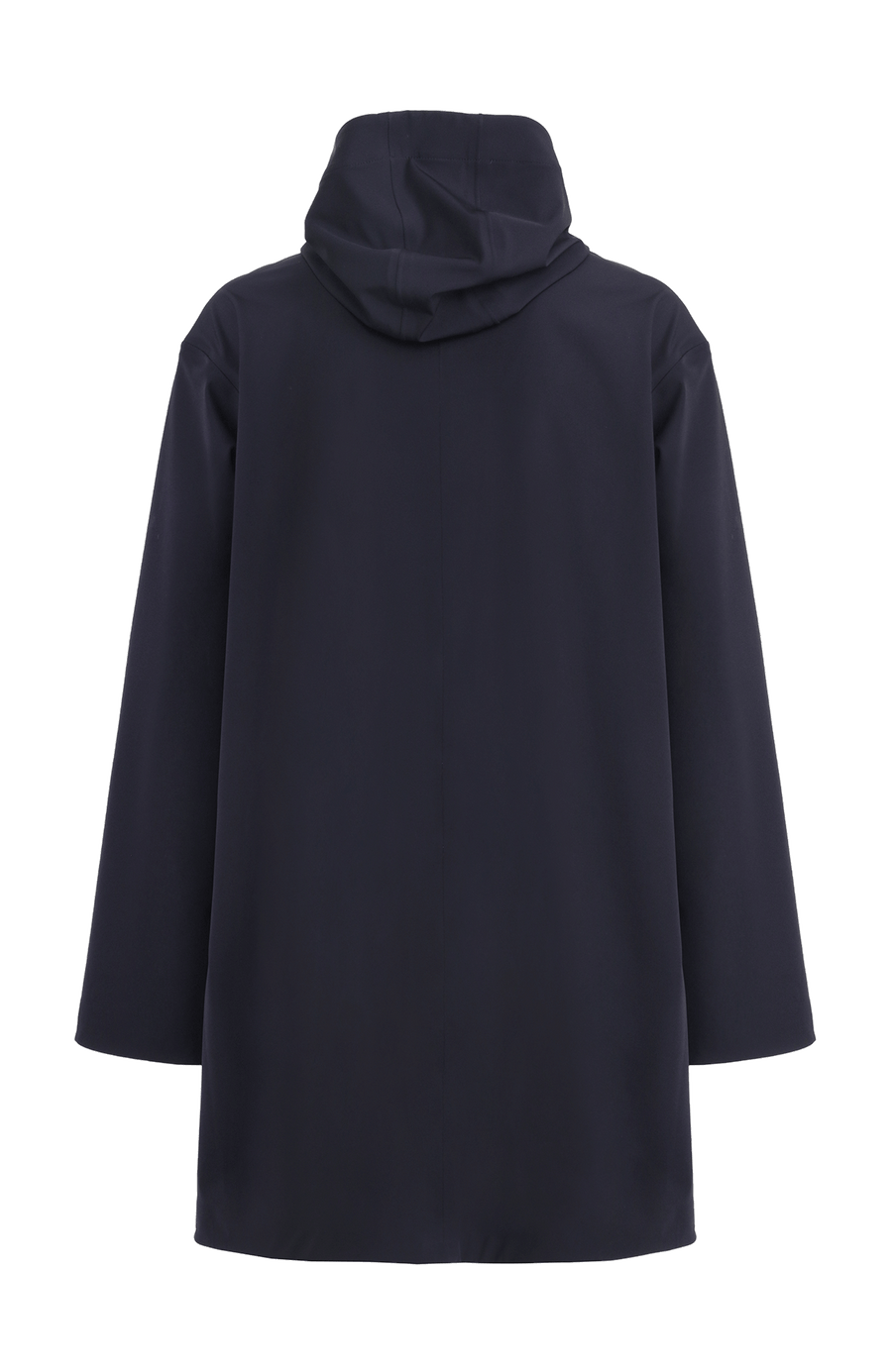 Damen-Funktionsmantel aus atmungsaktivem, wind- und wasserfestem 3-Layer-Material mit geradem Schnitt, verborgenem Reißverschluss mit Druckknopfleiste, zwei Seitentaschen und zwei Innentaschen. Oversize Schnitt für eine locker fallende Passform. Wählen Sie Ihre gewöhnliche Größe. In der Farbe Dunkelblau (Farbe: midnight).