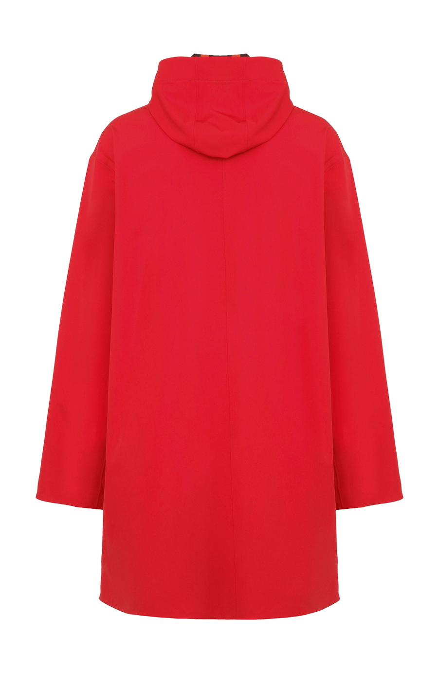 Damen-Funktionsmantel aus atmungsaktivem, wind- und wasserfestem 3-Layer-Material mit geradem Schnitt, verborgenem Reißverschluss mit Druckknopfleiste, zwei Seitentaschen und zwei Innentaschen. Oversize Schnitt für eine locker fallende Passform. Wählen Sie Ihre gewöhnliche Größe. In der Farbe Rot (Farbe: ruby).