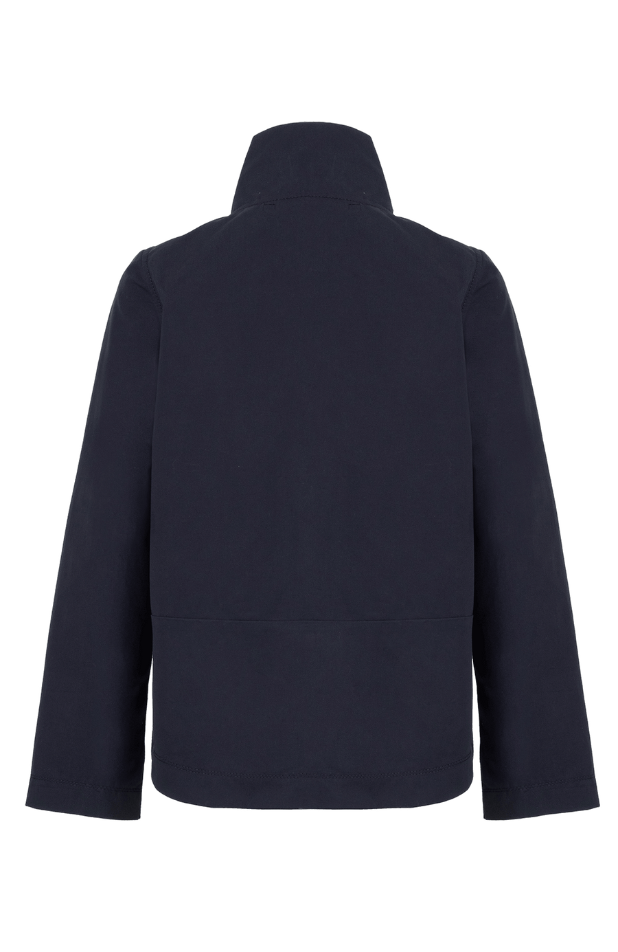 Sportlich-elegante Jacke aus Outdoor Cotton, wasser- und windabweisend, gerade Passform, hinten leicht abgerundet und etwas länger geschnitten, markanter Stehkragen, verdeckter Zwei-Wege-Zipper mit Metalldruckknöpfen oben und unten, Ripsband an den Ärmelabschlüssen, leicht diagonal angesetzte Seitentaschen mit Eingriff von oben und verdecktem Zipper. In der Farbe Dunkelblau (Farbe: midnight).