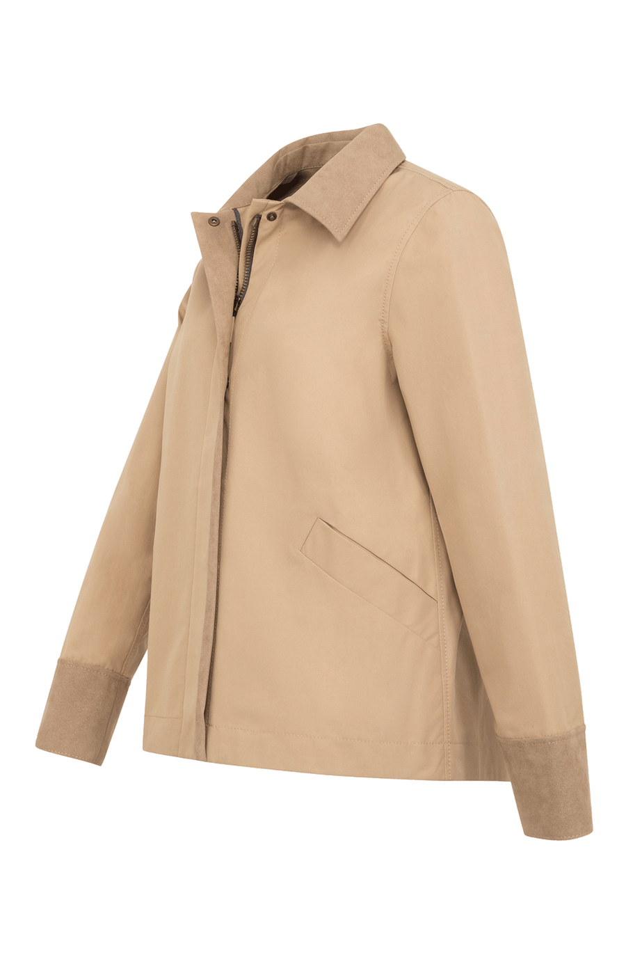 Jacke RiaMulti-ODC aus innovativem Outdoor Cotton, wasser-, wind- und schmutzabweisend, gerade Passform, Alcantara-Leder an Ärmelabschlüssen, Kragen und Innenseite des Zippers, markanter Zwei-Wege-Zipper, vier Metalldruckknöpfe am Zipper, geräumige Seitentaschen. Schützt zuverlässig bei Regen oder wechselhaftem Wetter. In der Farbe Karamell (Farbe: caramel)