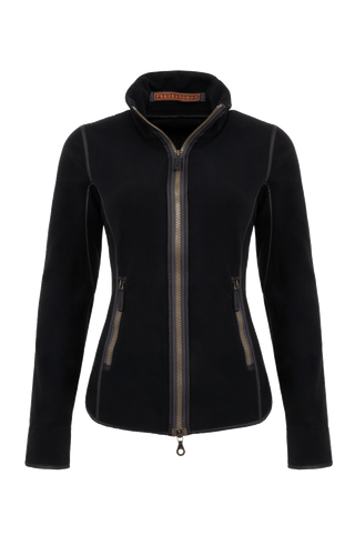 Klassische Frauenschuh-Jacke aus biologisch abbaubarem Microfleece. Enganliegend und feminin geschnitten mit abgerundetem Saum, Zwei-Wege-Zipper und seitlichen Taschen mit Zip. Das Material hält warm, ist komfortabel, leicht zu pflegen und nachhaltig. Farbe Schwarz (Farbe: black).