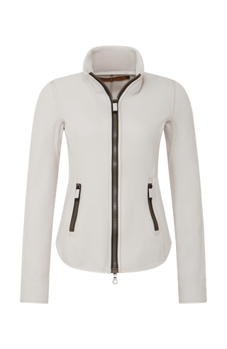 Klassische Frauenschuh-Jacke aus biologisch abbaubarem Microfleece. Enganliegend und feminin geschnitten mit abgerundetem Saum, Zwei-Wege-Zipper und seitlichen Taschen mit Zip. Das Material hält warm, ist komfortabel, leicht zu pflegen und nachhaltig. Farbe Beige (Farbe: sandstone).