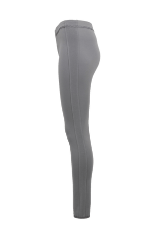 Damen-Legging Daphne-NP aus Natural Powerstretch mit glatter, glänzender Oberfläche, schmale Passform, taillenhoher Bund, sehr bequem durch eingearbeiteten Gummibund. In der Farbe Grau (Farbe: cement)