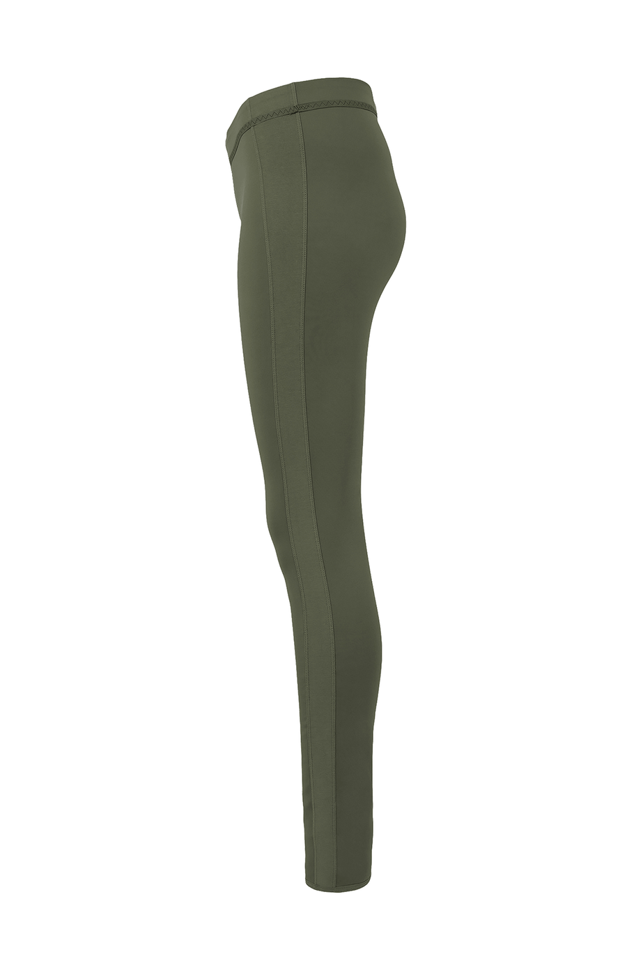 Damen-Legging Daphne-NP aus Natural Powerstretch mit glatter, glänzender Oberfläche, schmale Passform, taillenhoher Bund, sehr bequem durch eingearbeiteten Gummibund. In der Farbe Olivgrün (Farbe: olivine)