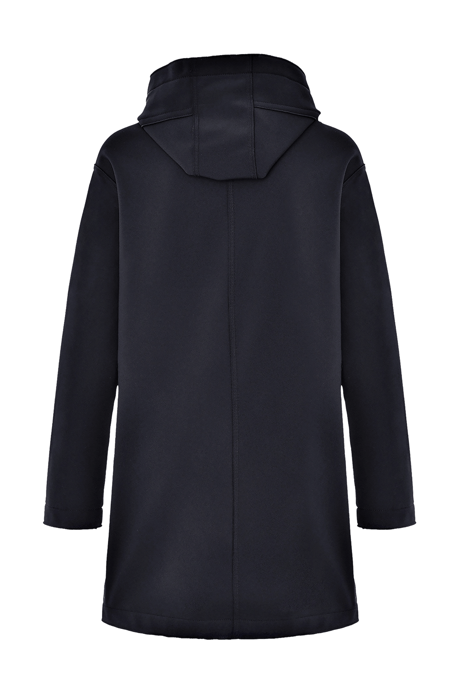 Damen-Parka-Mantel aus edlem Softshellmaterial mit geradem Schnitt, verborgenem Reißverschluss mit Druckknopfleiste, zwei Seitentaschen und zwei Innentaschen. Oversize Schnitt für eine locker fallende Passform. Wählen Sie Ihre gewöhnliche Größe. In der Farbe Dunkelblau (Farbe: midnight).