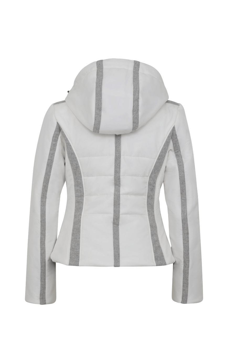 Performance Ski-Jacke XeniaMulti-S aus innovativem Light Italian Nylon, feminine Passform, abnehmbare, in der Weite regulierbare Kapuze, Stehkragen, Loden-Details, Zwei-Wege-Zipper, zwei Taschen mit Zip, klassische Frauenschuh Features wie Schneefang an den Ärmeln, Skipasstasche und zwei innenliegende Taschen mit Zip. Luxuriöse seidig glänzende Oberfläche, funktional und warm. In der Farbe weiß (Farbe: cloud)