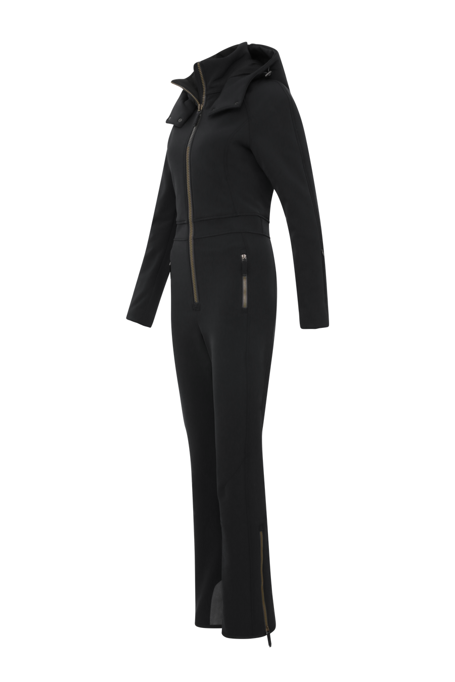 Performance Ski-Overall Kate-S aus Schöller Softshell, enganliegende Passform, Taillenbetonung durch angedeuteten Gürtel, abnehmbare Kapuze, Oberkörper gefüttert, markanter Zip, zwei Taschen mit markantem Zip, Skipasstasche mit nahtfeinem Zip, klassische Frauenschuh Features wie Kantenschutz aus Alcantara-Leder, enganliegende Ärmelbündchen und Schneefang. Robustes, elastisches Material, wasser- und windabweisend, ideal für die Skipiste. In der Farbe Schwarz (Farbe: black)