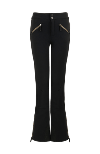 Sportliche Softshell-Skihose Christie-S, figurbetonter Schnitt mit höher geschnittenem Bund im Rücken, spezielle Sicherheitsdruckknöpfe, zwei Eingriffstaschen mit Reißverschluss, Zipper am Beinsaum, elastischer Schneefang, Kantenschutz aus Alcantara und leicht aufgeraute Innenseite für weichen Tragekomfort. Ergonomisches Knie für maximale Bewegungsfreiheit. GRÖßENHINWEIS: Figurbetonte Passform, wählen Sie Ihre gewohnte Größe. In der Farbe Schwarz (Farbe: black)