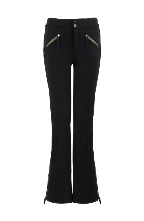Sportliche Softshell-Skihose Christie-S, figurbetonter Schnitt mit höher geschnittenem Bund im Rücken, spezielle Sicherheitsdruckknöpfe, zwei Eingriffstaschen mit Reißverschluss, Zipper am Beinsaum, elastischer Schneefang, Kantenschutz aus Alcantara und leicht aufgeraute Innenseite für weichen Tragekomfort. Ergonomisches Knie für maximale Bewegungsfreiheit. GRÖßENHINWEIS: Figurbetonte Passform, wählen Sie Ihre gewohnte Größe. In der Farbe Schwarz (Farbe: black)