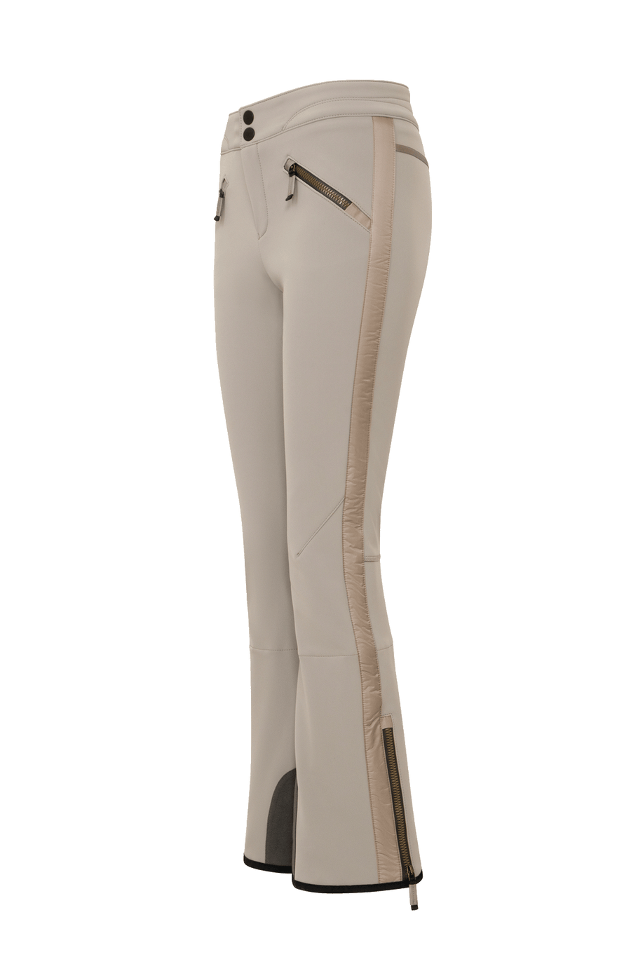 Sportliche Softshell-Skihose Christie-S, figurbetonter Schnitt mit höher geschnittenem Bund im Rücken, spezielle Sicherheitsdruckknöpfe, zwei Eingriffstaschen mit Reißverschluss, Zipper am Beinsaum, elastischer Schneefang, Kantenschutz aus Alcantara und leicht aufgeraute Innenseite für weichen Tragekomfort. Ergonomisches Knie für maximale Bewegungsfreiheit. GRÖßENHINWEIS: Figurbetonte Passform, wählen Sie Ihre gewohnte Größe. In der Farbe Hellbraun (Farbe: cashmere)
