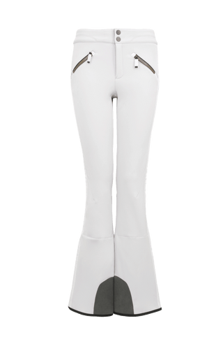 Sportliche Softshell-Skihose Christie-S, figurbetonter Schnitt mit höher geschnittenem Bund im Rücken, spezielle Sicherheitsdruckknöpfe, zwei Eingriffstaschen mit Reißverschluss, Zipper am Beinsaum, elastischer Schneefang, Kantenschutz aus Alcantara und leicht aufgeraute Innenseite für weichen Tragekomfort. Ergonomisches Knie für maximale Bewegungsfreiheit. GRÖßENHINWEIS: Figurbetonte Passform, wählen Sie Ihre gewohnte Größe. In der Farbe Weiß-Grau (Farbe: glacier)