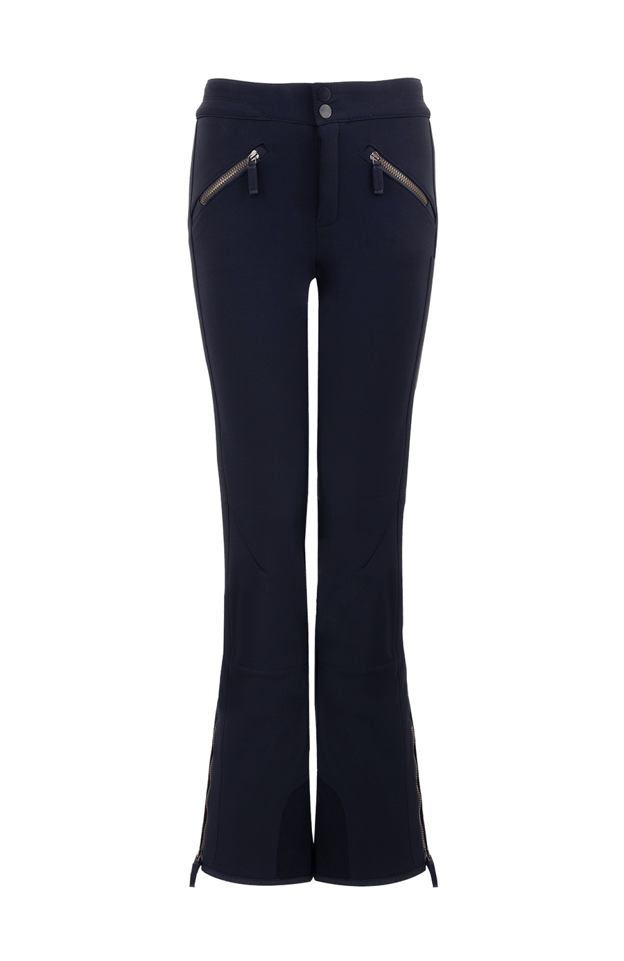 Sportliche Softshell-Skihose Christie-S, figurbetonter Schnitt mit höher geschnittenem Bund im Rücken, spezielle Sicherheitsdruckknöpfe, zwei Eingriffstaschen mit Reißverschluss, Zipper am Beinsaum, elastischer Schneefang, Kantenschutz aus Alcantara und leicht aufgeraute Innenseite für weichen Tragekomfort. Ergonomisches Knie für maximale Bewegungsfreiheit. GRÖßENHINWEIS: Figurbetonte Passform, wählen Sie Ihre gewohnte Größe. In der Farbe Dunkelblau (Farbe: midnight)