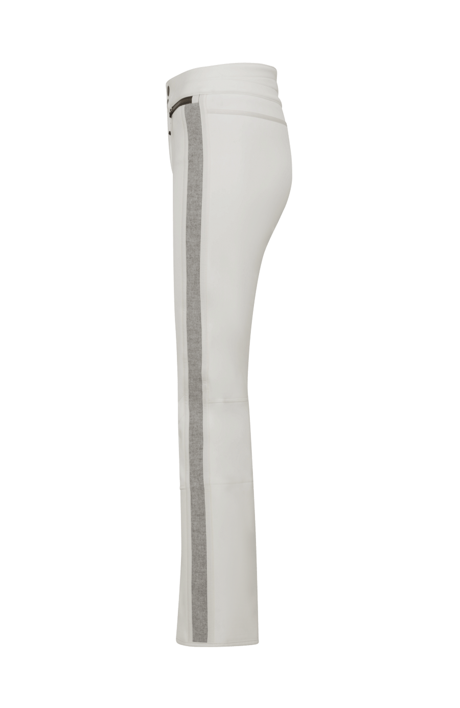 Performance Skihose SerafinaMulti-S aus Schöller Softshell, figurbetont mit leicht ausgestelltem Bein, Lodenstreifen an der Seite, zwei markante Taschen mit Zip, klassische Frauenschuh Features wie Kantenschutz aus Alcantara-Leder, Sicherheitsdruckknöpfe, Knieabnäher und Schneefang. Robustes, elastisches Material, wasser- und windabweisend, ideal zum Skifahren oder Schneewandern. In der Farbe Hellgrau (Farbe: cloud)