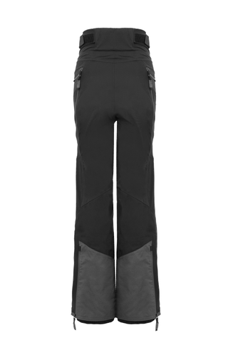 Damen-Skitourenhose aus atmungsaktivem, wind- und wasserfestem 3-Layer-Material mit RECCO®-System, verschweißten Nähten, seitlichen Bein-Zippern, Schneefang, robustem Kantenschutz aus Alcantara-Leder und lockerem Schnitt. In der Farbe Schwarz (Farbe: black)
