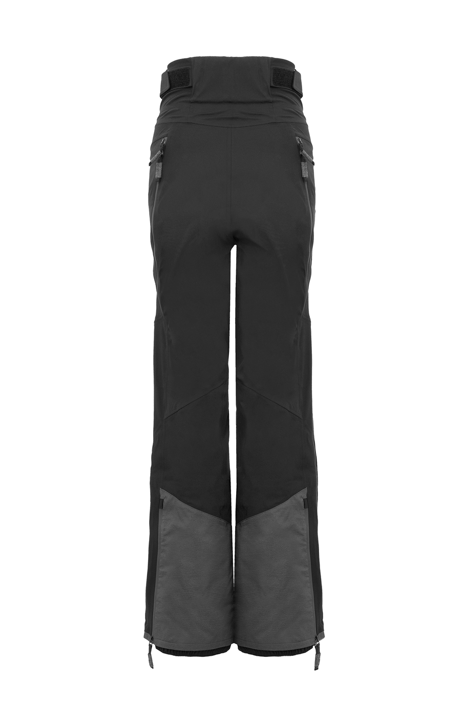 Damen-Skitourenhose aus atmungsaktivem, wind- und wasserfestem 3-Layer-Material mit RECCO®-System, verschweißten Nähten, seitlichen Bein-Zippern, Schneefang, robustem Kantenschutz aus Alcantara-Leder und lockerem Schnitt. In der Farbe Schwarz (Farbe: black)