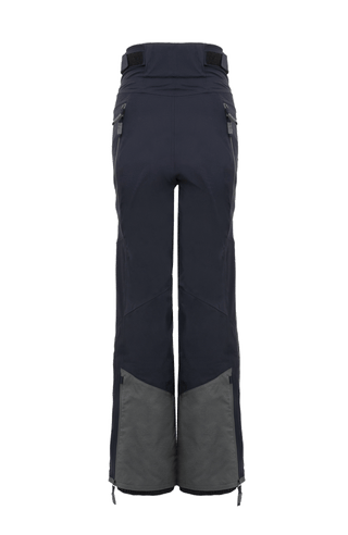 Damen-Skitourenhose aus atmungsaktivem, wind- und wasserfestem 3-Layer-Material mit RECCO®-System, verschweißten Nähten, seitlichen Bein-Zippern, Schneefang, robustem Kantenschutz aus Alcantara-Leder und lockerem Schnitt. In der Farbe dunkelblau (Farbe: midnight)