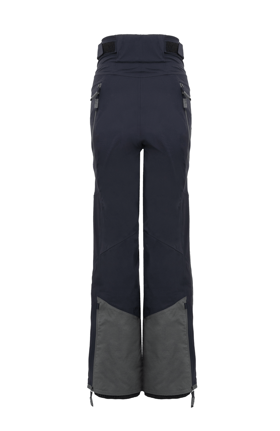 Damen-Skitourenhose aus atmungsaktivem, wind- und wasserfestem 3-Layer-Material mit RECCO®-System, verschweißten Nähten, seitlichen Bein-Zippern, Schneefang, robustem Kantenschutz aus Alcantara-Leder und lockerem Schnitt. In der Farbe dunkelblau (Farbe: midnight)