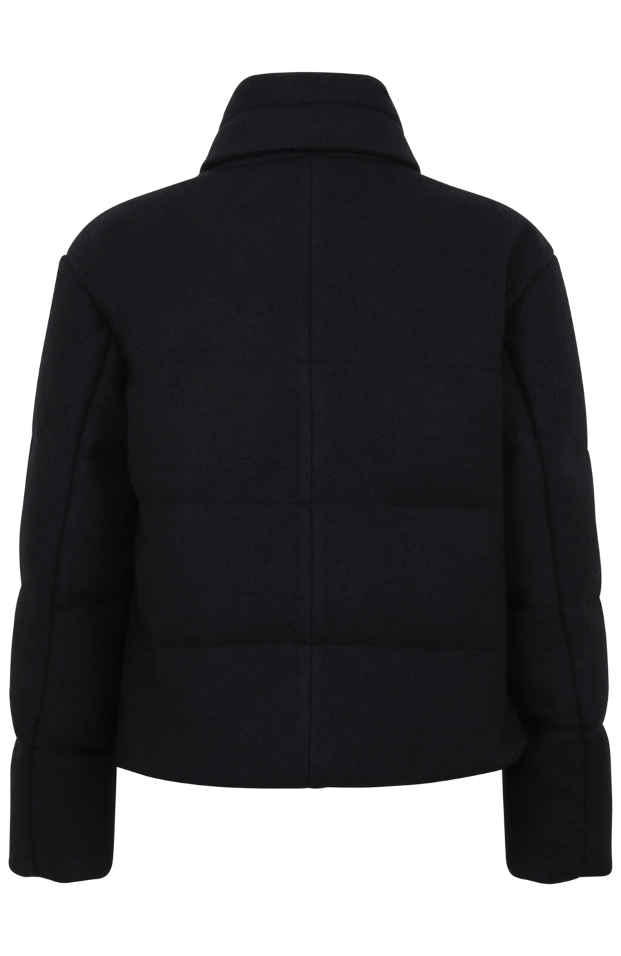 Winterjacke Alpine-LA aus innovativem Loden, mit Daunen gefüttert, etwas kürzer geschnitten. Quernähte als Designelement, Stehkragen, markanter Zwei-Wege-Zipper aus Metall, zwei Taschen mit Zip sowie zwei innenliegende Taschen. Beständiger Loden mit luxuriösem Griff. (Farbe: black)