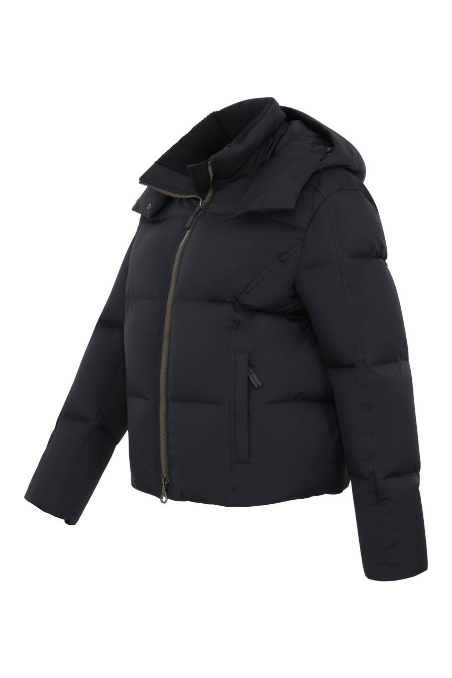 Winterjacke Isabel-LIN aus Light Italian Nylon, gerade Passform mit leicht verkürztem Schnitt, Kapuze mit innenliegendem Strickbündchen, Schneefang abnehmbar, gefüttert mit hochwertigen zertifizierten Daunen. Zwei versteckte Taschen, Zwei-Wege-Zipper, klassische Frauenschuh Features wie Schneefang an den Ärmeln, Skipasstasche und zwei innenliegende Taschen mit Zip. Seidig glänzende Oberfläche, funktional und warm. In der Farbe Schwarz (Farbe: black)