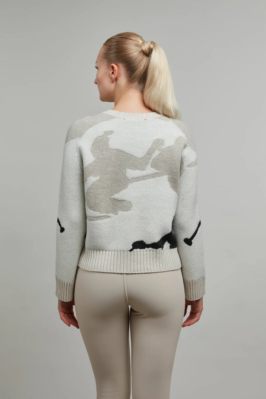 Pull en maille à col rond, motif skieur - Ramona-ME
