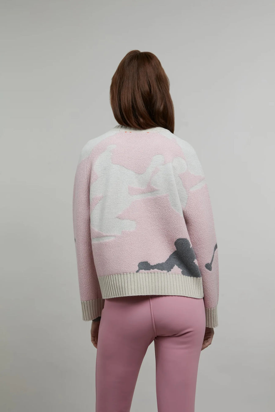 Pull en maille à col rond, motif skieur - Ramona-ME
