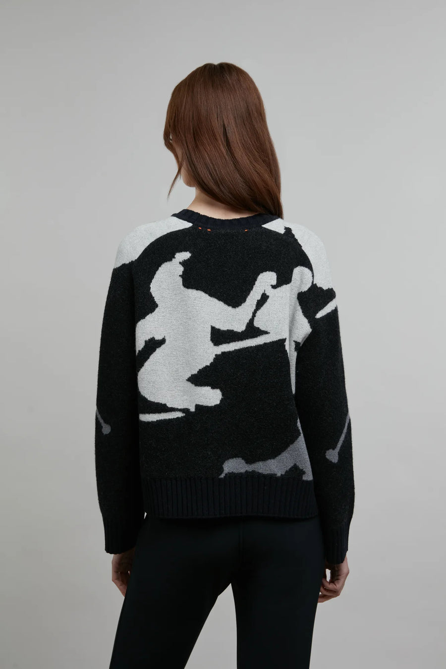 Pull en maille à col rond, motif skieur - Ramona-ME