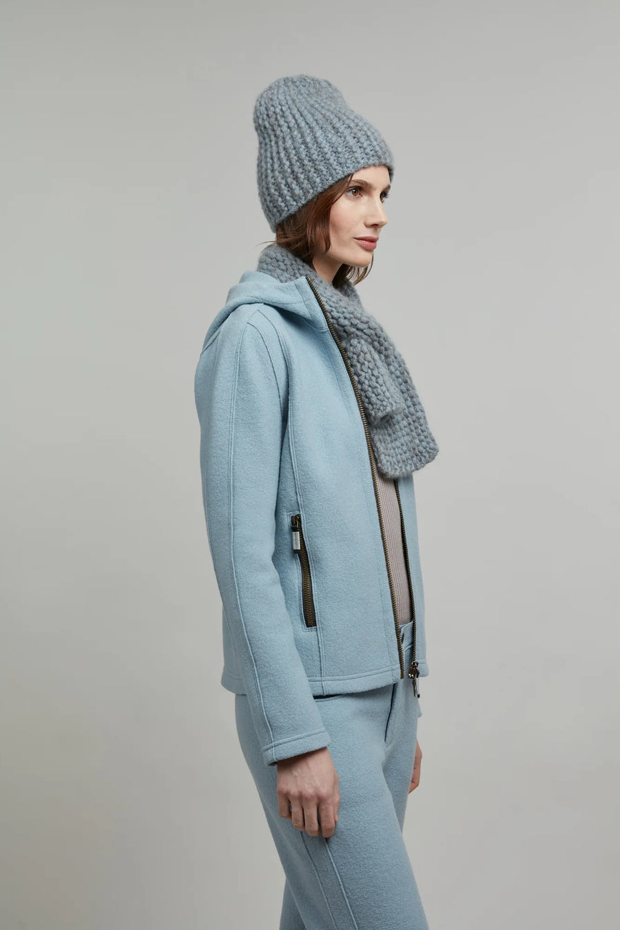 Boiled wool jacket with hood - Rania