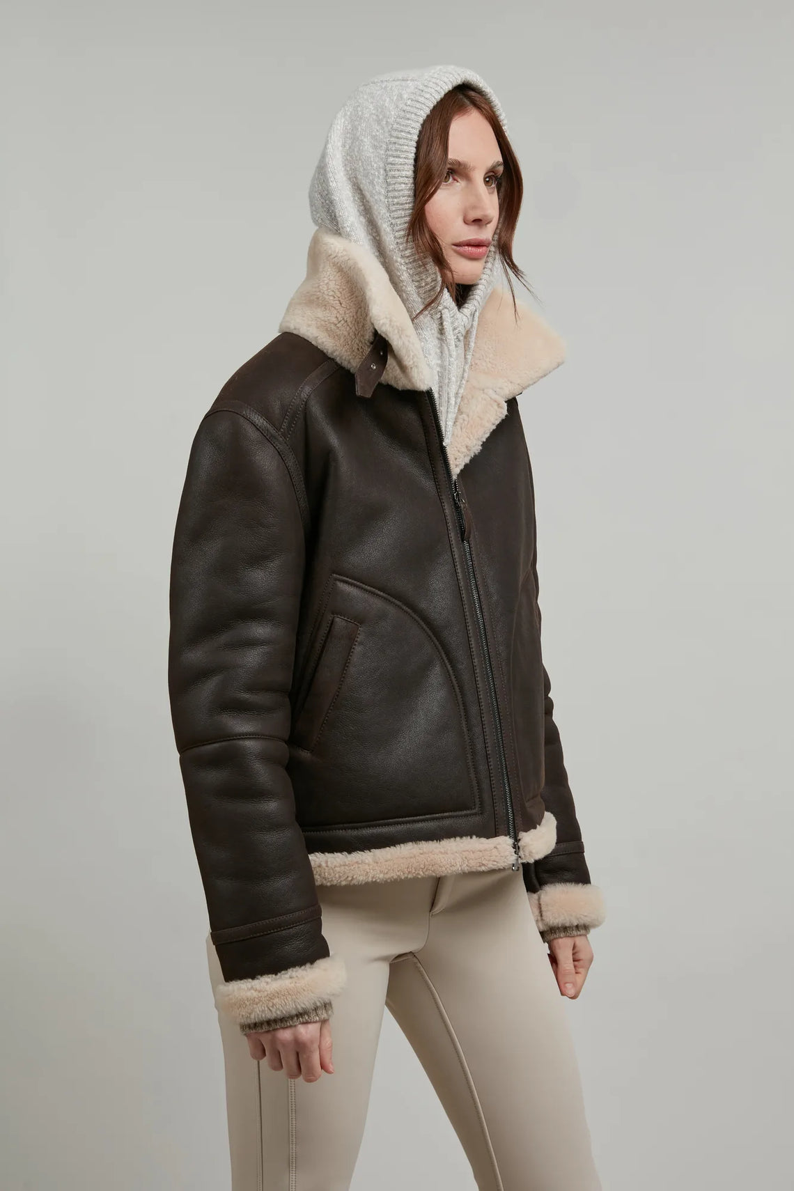 Lammfelljacke im Bikerstil - Miray-MDF