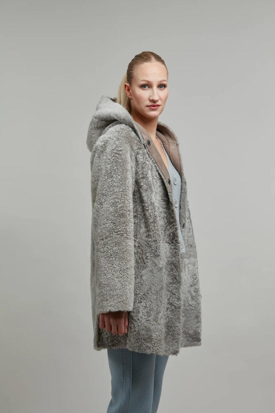 Lambskin Coat with Hood - Olivera