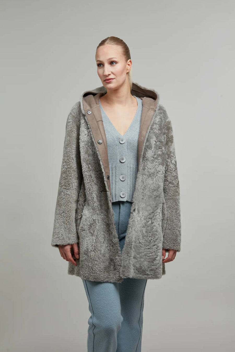 Lambskin Coat with Hood - Olivera