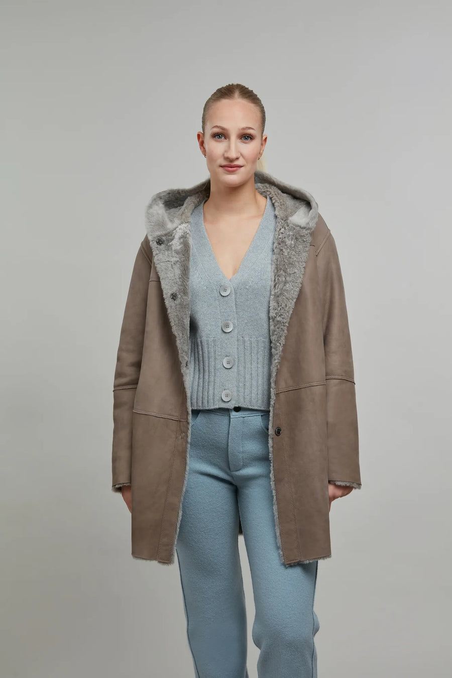 Lambskin Coat with Hood - Olivera