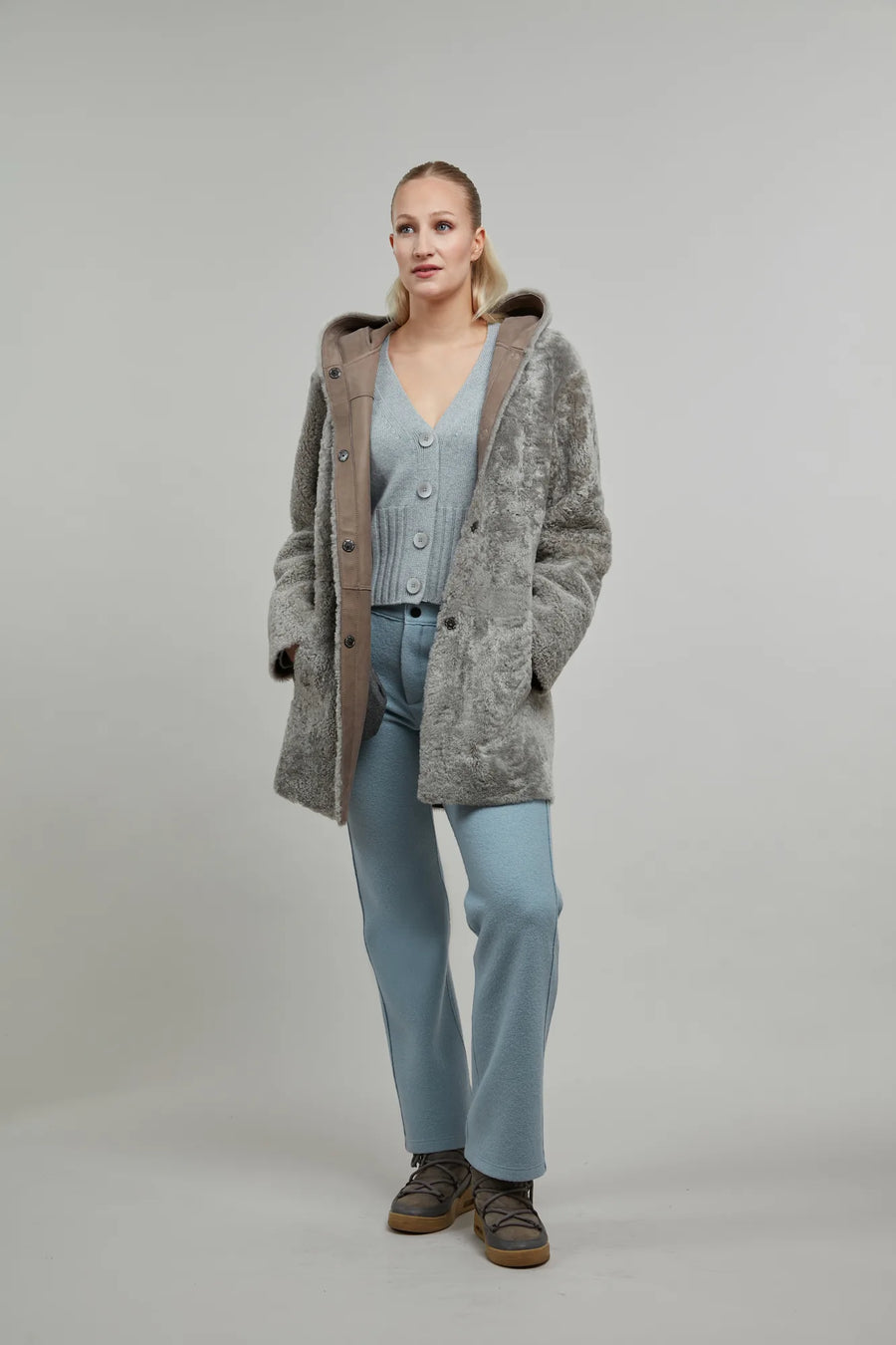 Lambskin Coat with Hood - Olivera