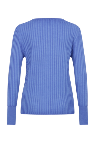 Locker geschnittener Damen-Rundhalspullover in oceanblue, Modell 406601 CameliaDyed-RB. Weiches Material mit geripptem Saum und Ärmelbündchen. Weiches Material mit geripptem Saum und Ärmelbündchen. Weiches Material mit geripptem Saum und Ärmelbündchen.