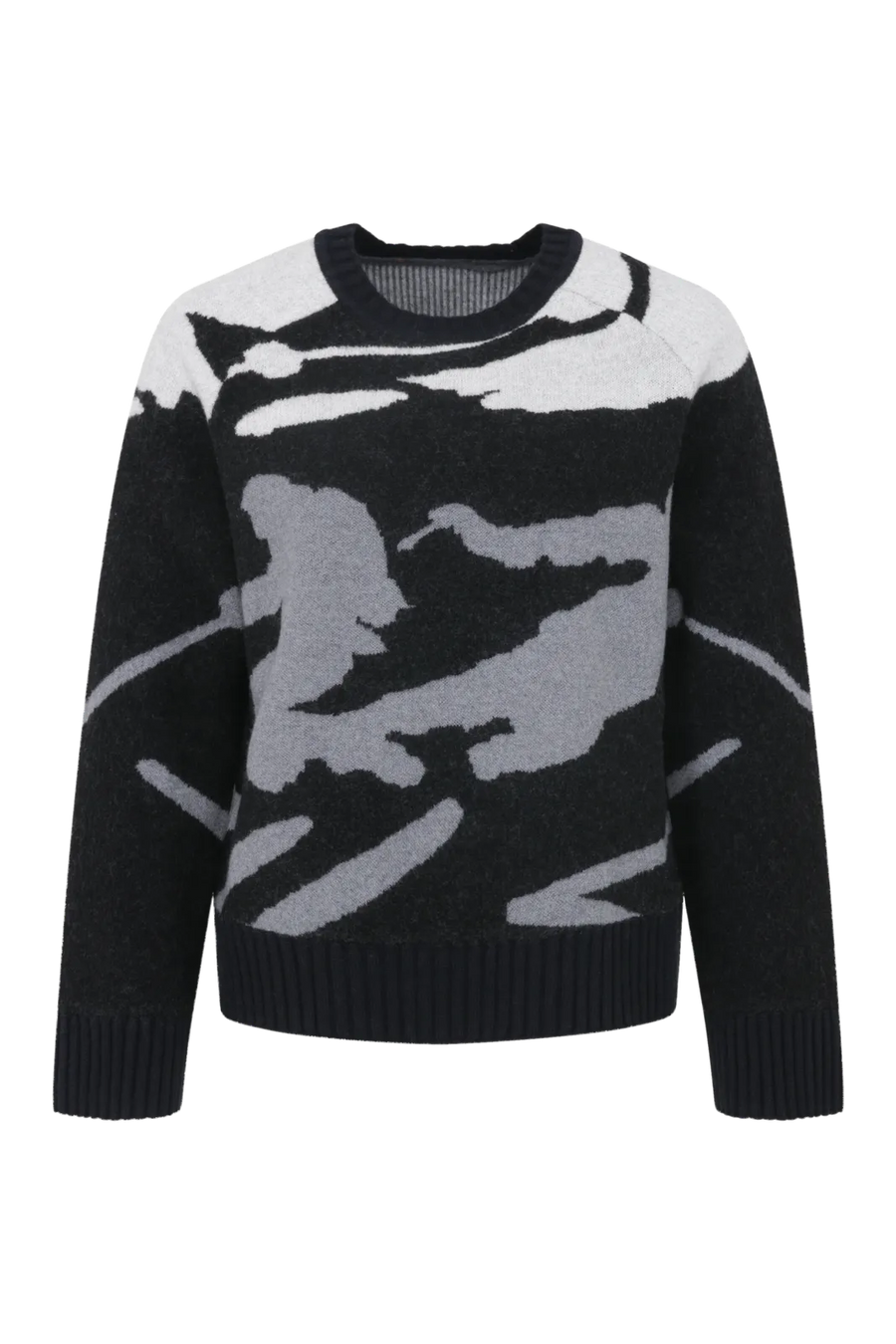 Pull en maille à col rond, motif skieur - Ramona-ME
