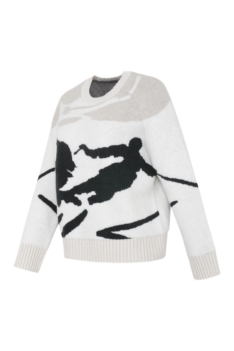 Pull en maille à col rond, motif skieur - Ramona-ME