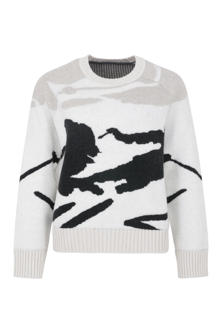 Pull en maille à col rond, motif skieur - Ramona-ME