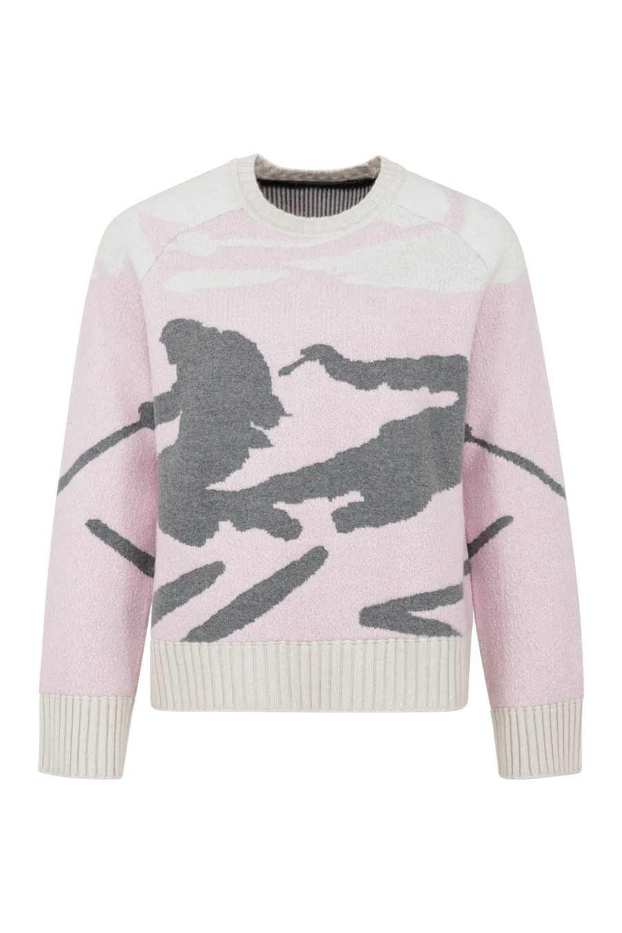 Pull en maille à col rond, motif skieur - Ramona-ME