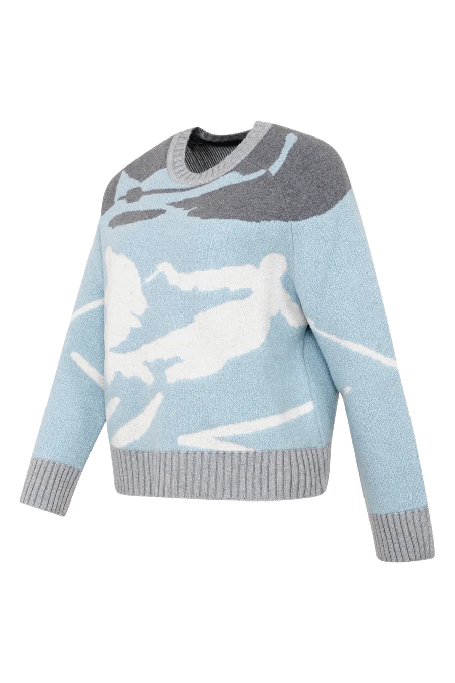 Pull en maille à col rond, motif skieur - Ramona-ME