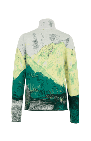 Yellowstone sweater with a mountain motif  